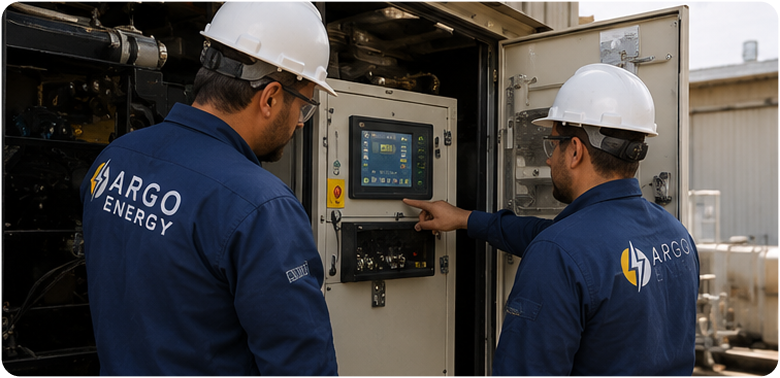 Equipo industrial ARGO ENERGY listo para operación